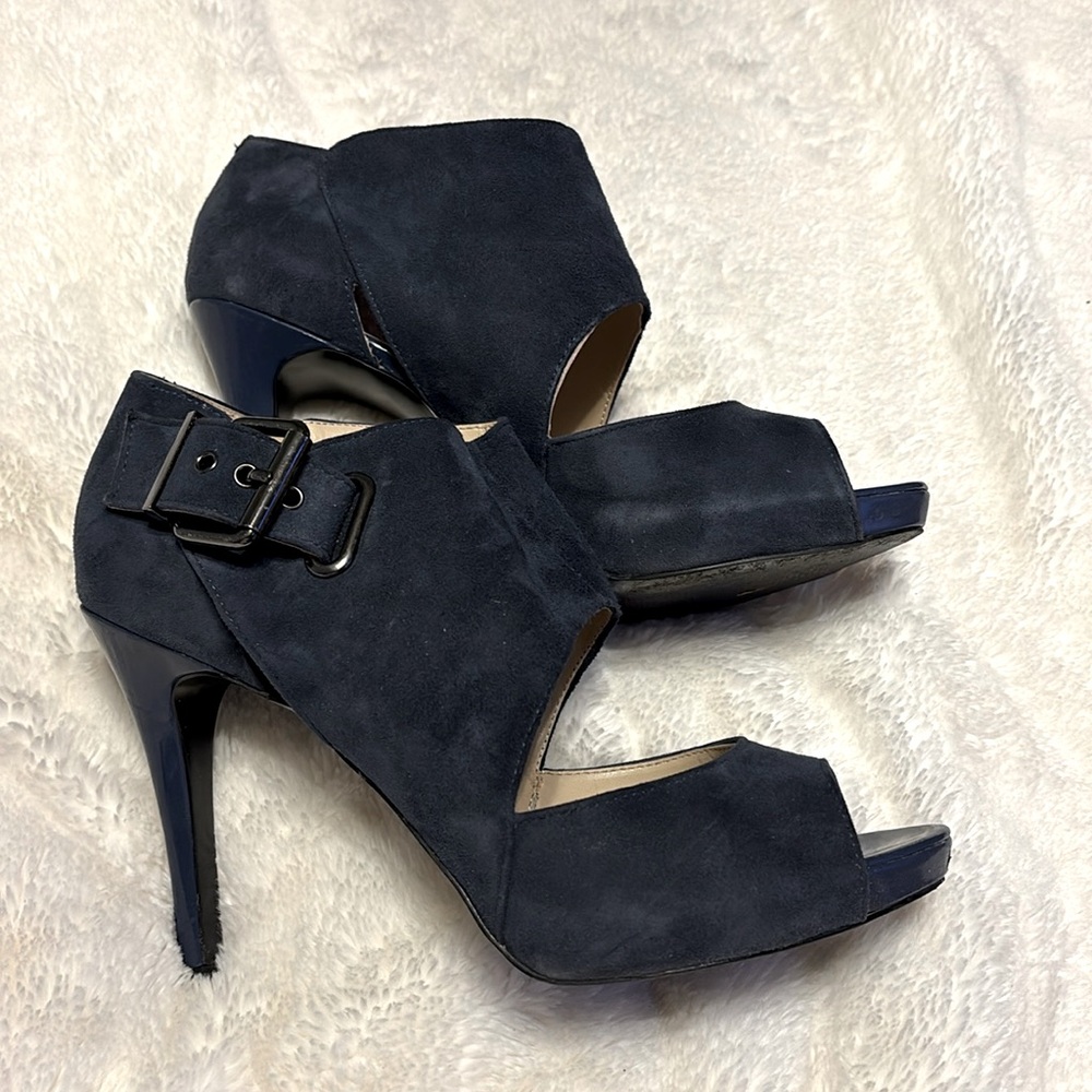 Nine West navy suede heels.